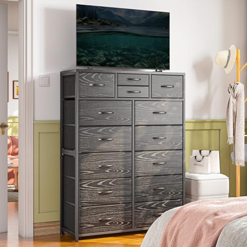 EnHomee Pink Tall Dresser with 14 Drawers, Metal Frame and Wooden Top Y156483