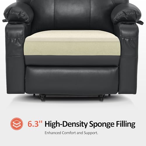 MCombo Power Lift Recliner Chair for Elderly with Heat and Massage, Faux Leather, Black V60394
