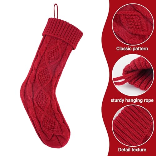 6PACK 18Inch Cable Knitted Christmas Stockings for Holiday Party and Home Decor G821792
