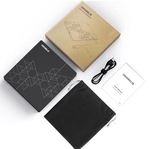 External CD DVD Drive for Laptop, USB 3.0 Type-C, Slim Portable Burner T70166