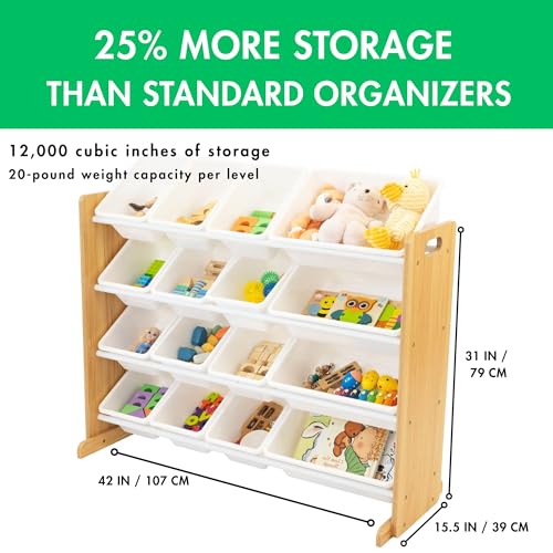 Humble Crew Supersized Toy Storage Organizer with 16 Removable Bins, Grey/White D772791