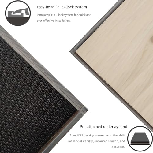 Interlocking Luxury Vinyl Flooring Wood-Look Planks SPC Rigid Core Waterproof Hickory Q852539