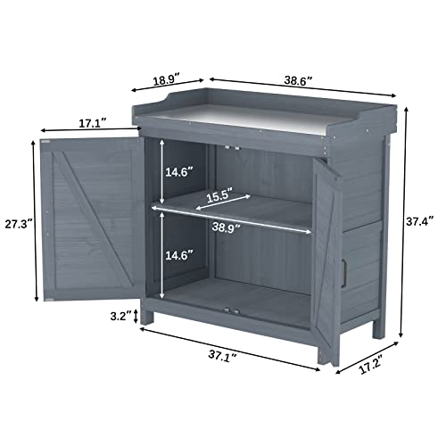 Outdoor Wooden Storage Cabinet with Potting Bench, Natural F921
