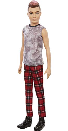 Barbie Ken Fashionistas Doll #176 with Brunette Hair, Tie-Dye Shirt & Plaid Pants Z599