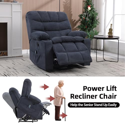 Phoenix Home Large Power Lift Recliner with Massage and Heat for Elderly, Brown O77713