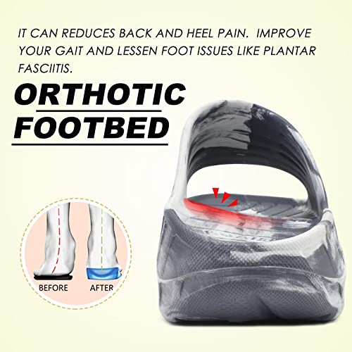 KuaiLu Men's Recovery Sandals Orthotic Cushion Open Toe Sport Slides D332788