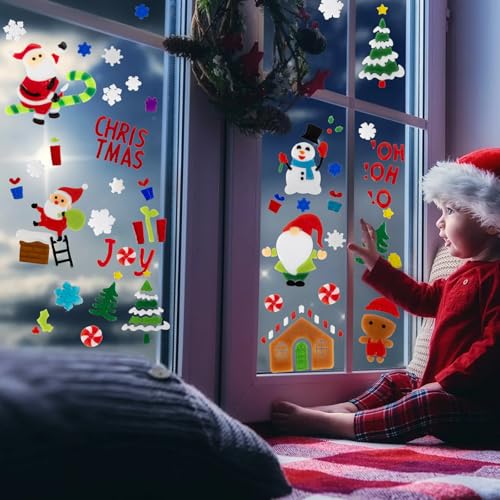 Christmas Window Clings Gel Snowflake Snowman 6-Piece Set F295752