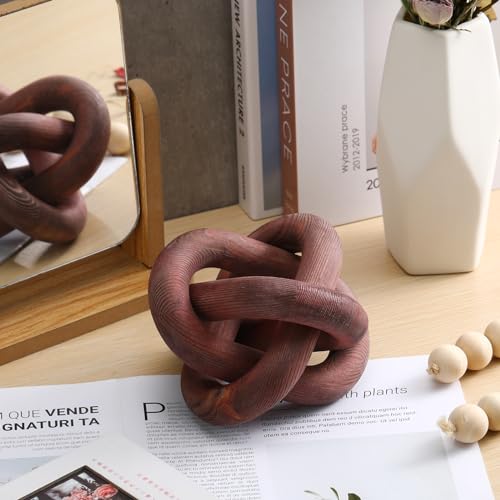 Hand Carved Wood Chain Link Decor for Coffee Table Shelf (Black) P51931