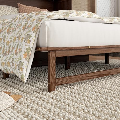 KEIKI Queen Size Murphy Bed with Charging Station and Drawer, Walnut B45816
