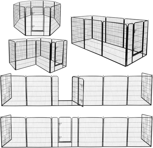 LEMY 16 Panels 32 in Metal Pet Playpen with Door, Black N86004
