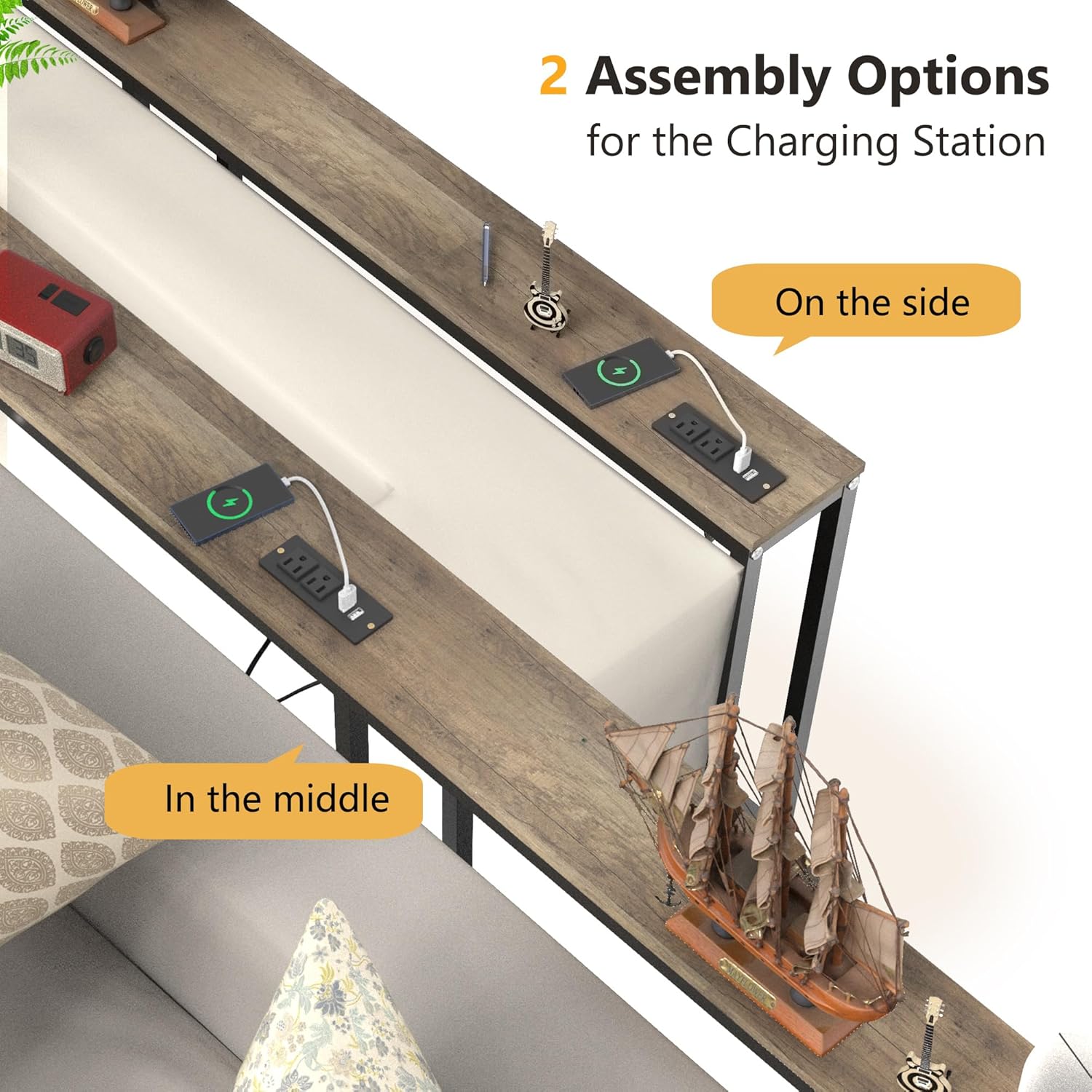 70.9" Console Table with Power Outlet and Charging Station E80633