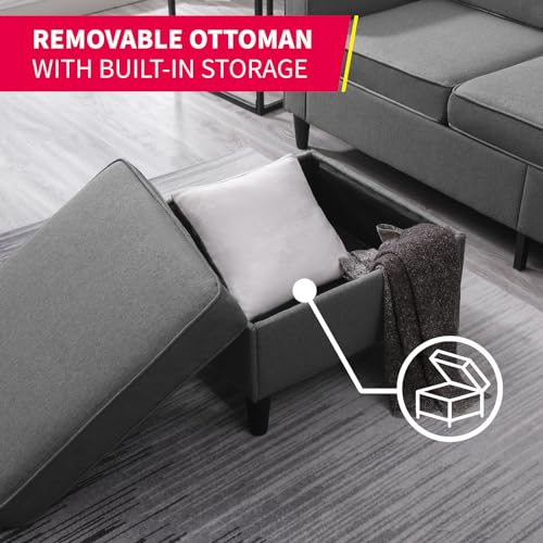 MUZZ 3PCS Linen Sofa Set with Ottoman, Dark Grey B93215