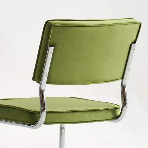 Velvet Dining Chairs with Chrome Metal Legs, Orange, 4PCS A120