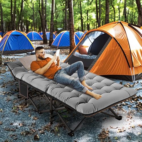 LILYPELLE Folding Camping Cot, Extra Wide Heavy Duty with Carry Bag Z15817