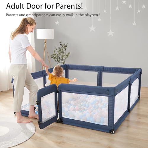 Baby Playpen Large Play Yard with Door for Toddlers, Grey I276