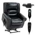 Dual Motor Power Lift Recliner Chair with Massage and Heat, Faux Leather, Brown V8458