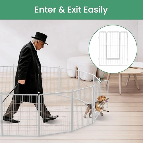HealSmart Dog Playpen Indoor 32" Height 8 Panels for Small/Medium Dogs, Black J454