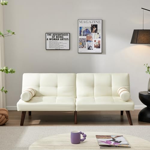 Linen Convertible Sofa Bed Futon with Adjustable Backrests E594