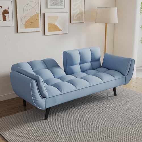 74" Modern Velvet Convertible Sleeper Futon Sofa Bed with Memory Foam, Black Z895656