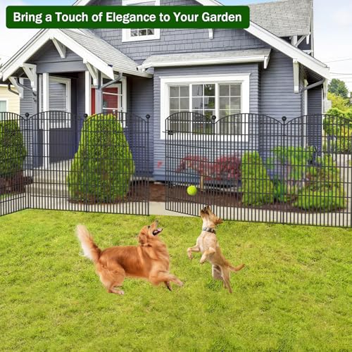 10 Panels No Dig Decorative Garden Fence, Rustproof Metal Dog Fence for Yard U518