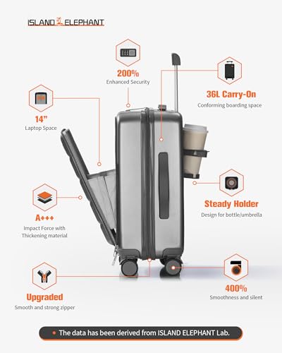 Carry On Luggage 20 Inch Hardside Suitcase with Front Pocket, TSA Lock - Grey G963846