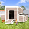 AECOJOY Chicken Coop, 56" Large Wooden Chicken Hutch with 6 Nesting Boxes, Outdoor Hen House Chicken Cage