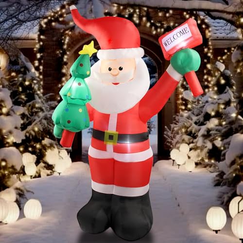 6 FT Christmas Inflatable Santa Claus Outdoor Decorations with Built-In LEDs, Blow-Up Santa for Yard Decorations, Inflatable Xmas Decorations for Christmas Indoor, Outdoor, Garden, Lawn, Winter Decor.