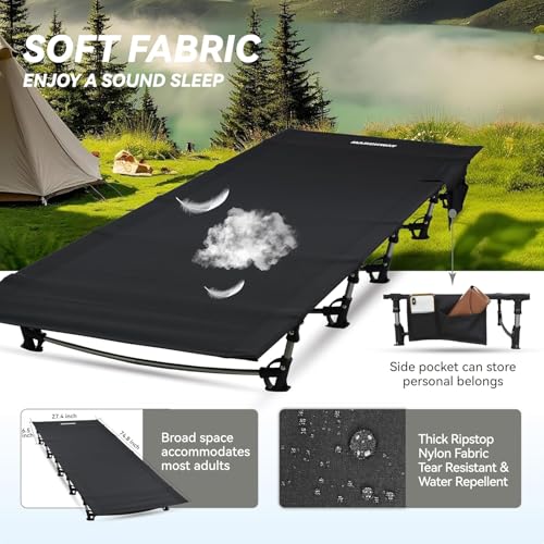 Ultralight Aluminum Camping Cot, Portable Folding Bed with Oxford Fabric E555