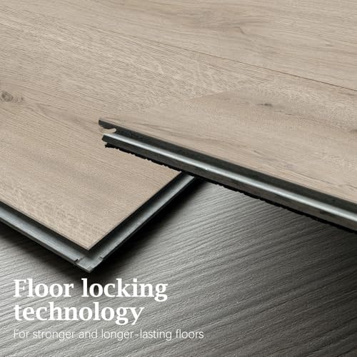 Interlocking Luxury Vinyl Flooring Wood-Look Planks SPC Rigid Core Waterproof Hickory Q852539