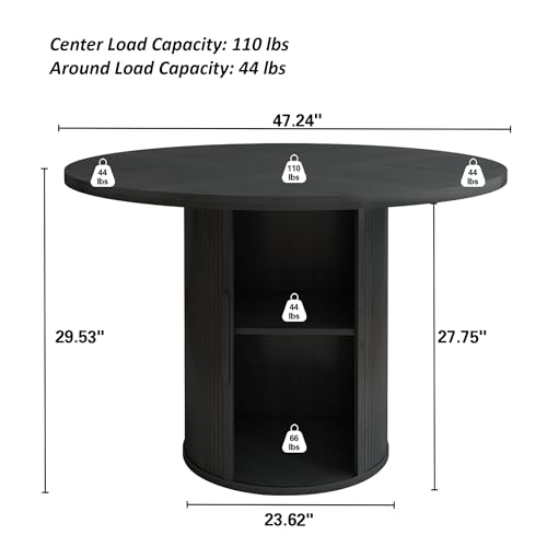 47 inch Round Dining Table with Storage Shelf (Walnut) N502088