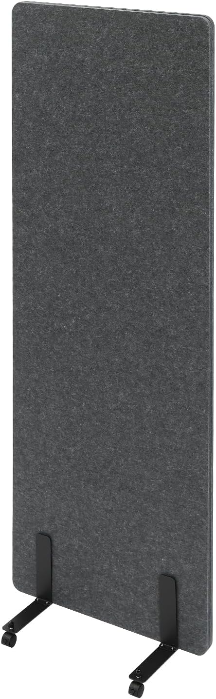 Freestanding 24" x 66" Noise Reducing Acoustic Room Wall Cubicle Divider Office Partition Stand-Alone Panel,Dark Gray