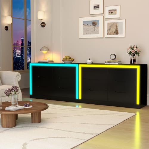 6 Drawer Dresser with LED Light for Bedroom, Black Y421