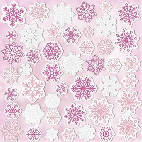 Pickmesh 45 Pcs Christmas Snowflake Window Gel Clings Removable Reusable U3538