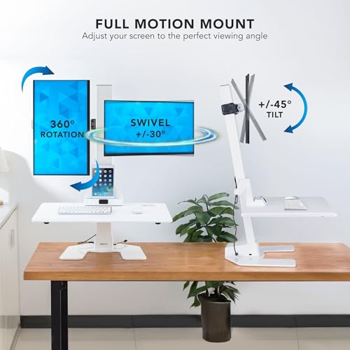 Mount-It! Electric Standing Desk Converter - Motorized Sit-Stand Desk Riser with Monitor Mount, 32" V46023