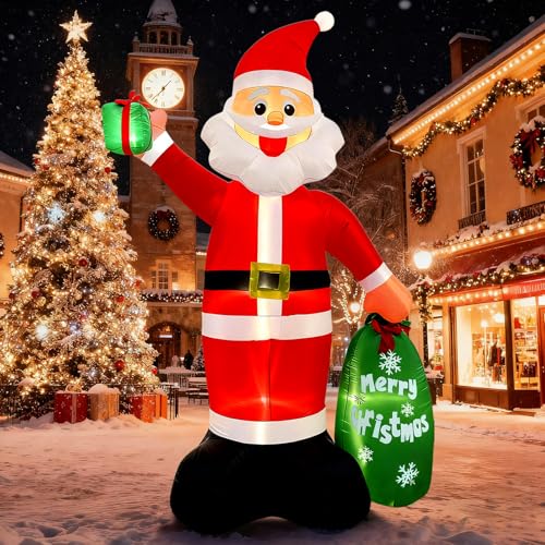 12FT Giant Christmas Inflatable Santa Claus with LED Lights and Gift Bag J129072