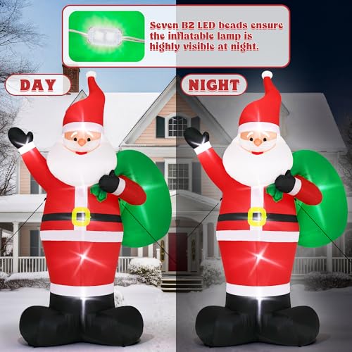 Giant Inflatable Santa Claus with LED Lights Outdoor Christmas Decorations W1618