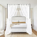 8 Panels Canopy Curtains White Canopy Bed Curtains for King Full/Queen and Twin Bed Frame,Four Poster Bed Canopy Curtains Drapes,Sheer Canopy Bed Drapes with Top and Self-Adhesive Velcro(42"x74")