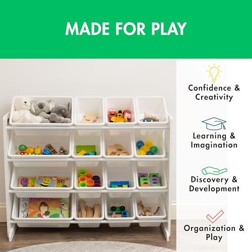 Humble Crew Supersized Toy Storage Organizer with 16 Removable Bins, Grey/White D772791