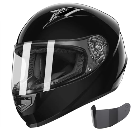 GLX GX11 Compact Motorcycle Helmet Matte Black Large Full Face Tinted Visor DOT Q2653