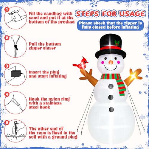16FT Christmas Inflatable Snowman with LED Lights Outdoor Yard Decor N561071