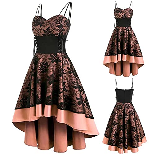 Feancey Goth Dress for Women Retro Steampunk Medieval Punk N245