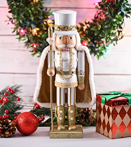 Ornativity Christmas Gold King Nutcracker 14" Glittered Wooden Figure H15271