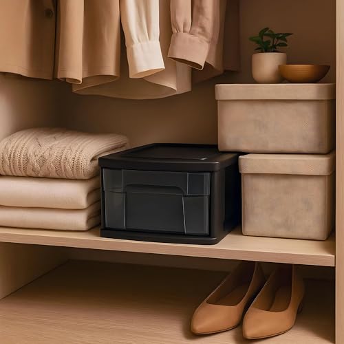 HOMZ 2-Pack 1-Drawer Storage Cart, Clear Plastic, White Frame Y898