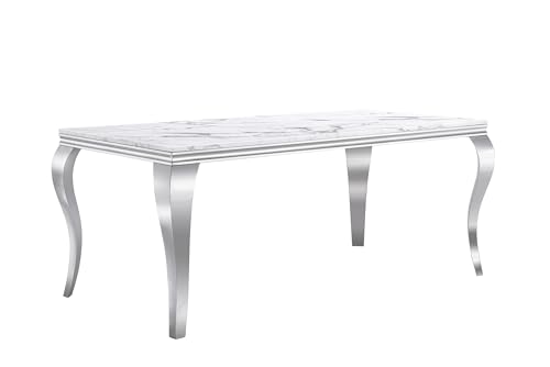 White Marble Dining Table Set for 6 with Grey Velvet Chairs K4531