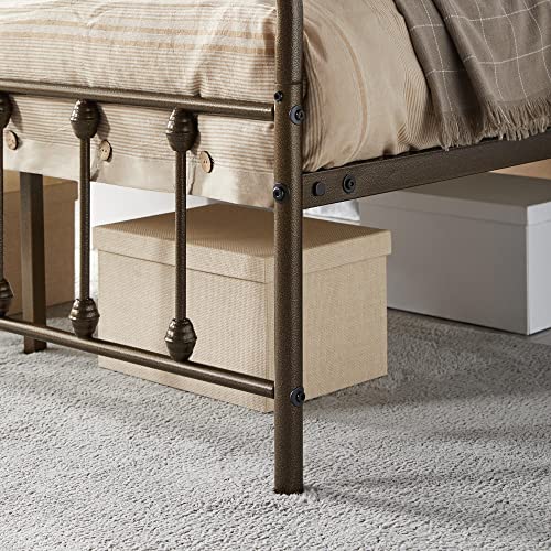Yaheetech Classic Metal Platform Bed Frame with Victorian Headboard, Full Size Black T81083