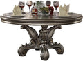 Acme Furniture Round Dining Table with Single Pedestal, Antique Platinum
