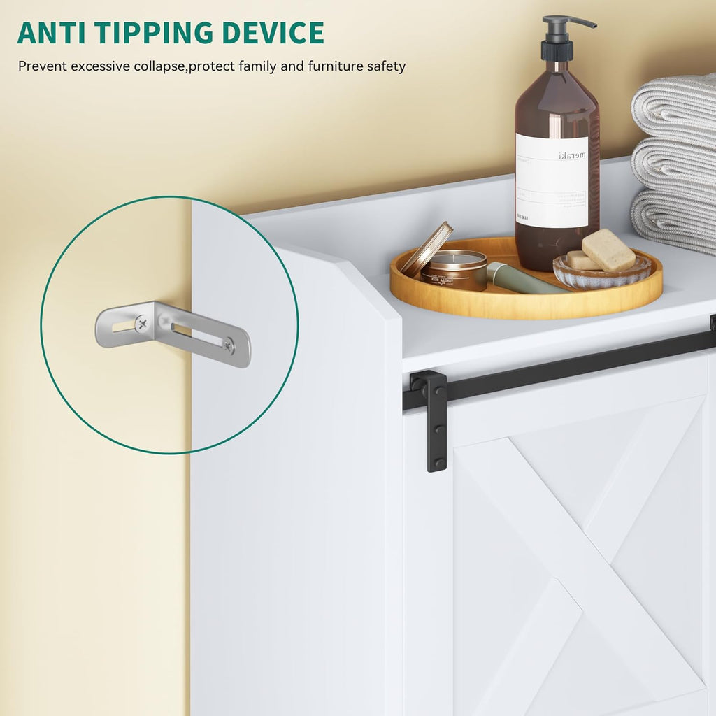 YITAHOME Over The Toilet Storage Cabinet with Sliding Door, White V26130