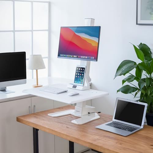 Mount-It! Electric Standing Desk Converter - Motorized Sit-Stand Desk Riser with Monitor Mount, 32" V46023