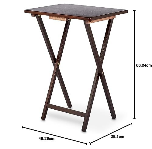 Amazon Basics Portable TV Dinner 4-Pack Folding Tray Table with Storage Rack, Black M404