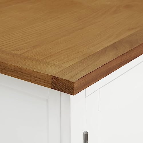 Solid Oak Wood Wardrobe with Hanging Rod and Drawers U576199